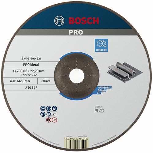 Bosch 1x PRO Metal Longlife Trennscheibe für große Winkelschleifer und 22 23mm-Bohrung (für Stahl Ø 230 mm Professional Zubehör Großer Winkelschleifer)