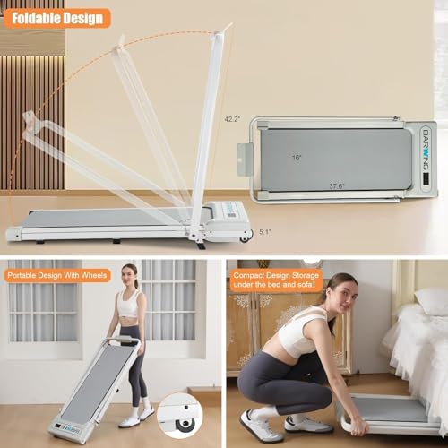 Image of BARWING Foldable Incline Walking Pad 3.0 /3.5 HP Treadmills for Home, 7.5 /8.5 MPH Under Desk Treadmill with Handles, Foldable Treadmill with Quiet Brushless, 330 LBS Weight Capacity