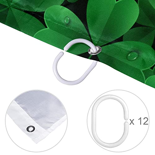 Rideau de douche lavable et imperméable motif trèfle vert qui protège le sol de l'eau