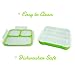 MUNCHBOX Bento Lunch Box - Sleek Edition (Green) Ultra-Slim Tray Leakproof 3-Compartment with Air Tight Seal Prevents from Mixing and Spilling - Microwavable Dishwasher Friendly For Kids & Adults.
