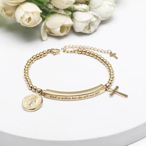 DS Inspirational Bracelet for Women Christian Engraved Bibler Verse Cross Butterfly Daisies Charm Bracelet, Exquisite Stainless Steel Jewelry Daughter Best Friend Bestie2