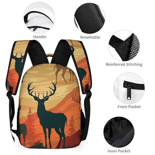 Deer Show Backpack Set Lightweight Bag Lunch Box Pencil Bags for Women Men Bookbags 3 in 13