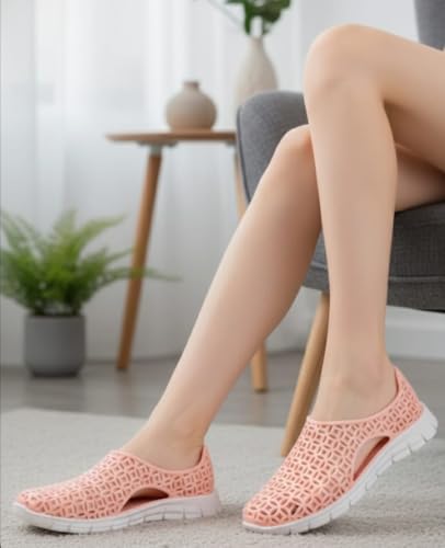 Image of Women's Hollow-Out Slip-On Sandals, Waterproof, Breathable Cutout Design, Casual Flat Shoes