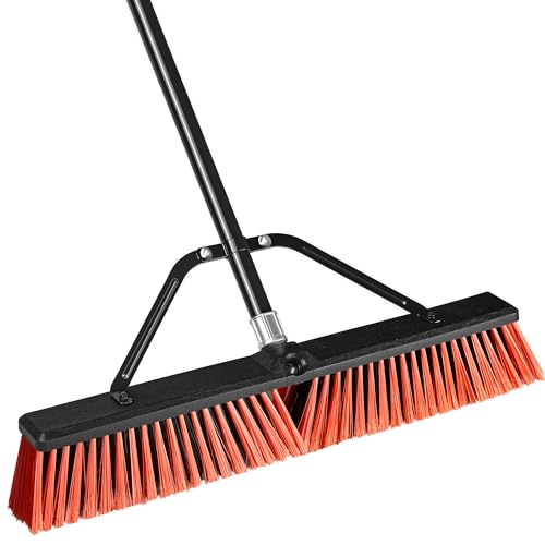JEHONN 60 cm Balai Brosse Exterieur avec Manche Long 160 cm, Brosse Industrielle à Poils Durs pour Garage Entrepôt Atelier Jardin Terrasse Cour Rue Allée...