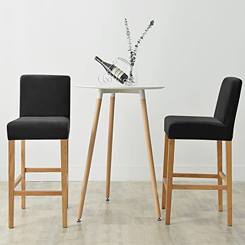 Housse de chaise velours extensible avec fond antidérapant pour tabouret