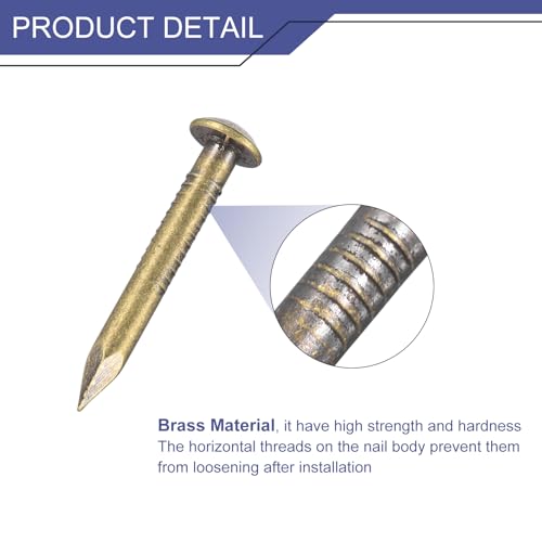 uxcell 20 Pcs Small Tiny Nails 2.8mmx25mm (DxL) Clavos pequeños de latón para bricolaje y accesorios de madera, tono bronce miniatura 3