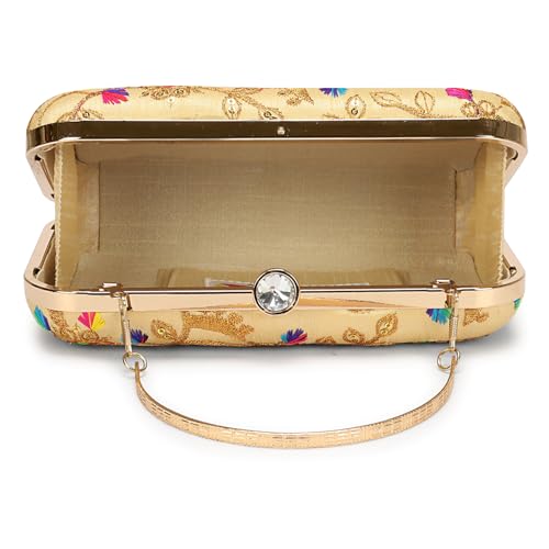 Image of LONGING TO BUY Hand Crafted Designer Box Clutch - Zari Embroidery For Women