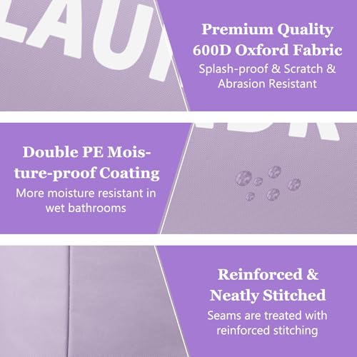 Image of 95L Folding Laundry Basket, Large Laundry Hamper with Handles, Portable Dirty Clothes Hamper, Independent Storgae Basket for Bathroom, Living Room, Dorm, Purple