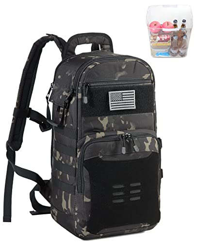 DBTAC Tactical Lunch Backpack, Large Lunch Cooler for Men Women | Backpack Coolers insulated for Work Picnic Travel (Black Camo, 24-Cans)