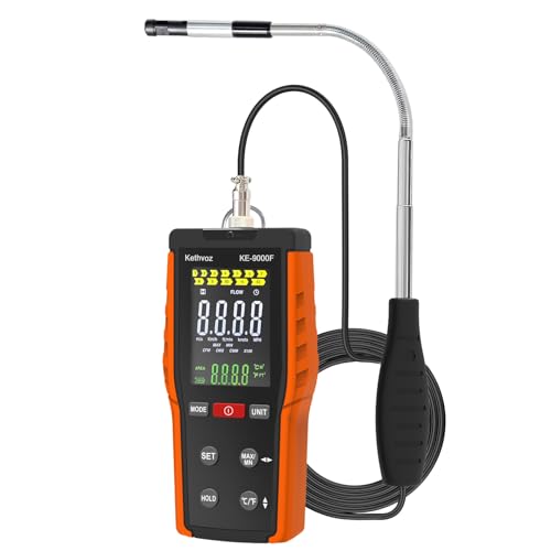 Anemometro Termico Kethvoz, Misuratore Di Velocità Del Vento Per HVAC Con Sensore A Filo Caldo, Misura Velocità Vento Temperatura Volume 0.1-30M/s 0-999900 Ft³/min CFM/CMM