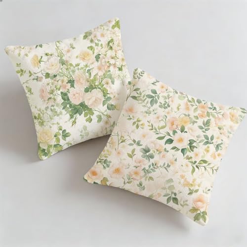 Taie d'oreiller extérieure imperméable beige 35x35cm botanique
