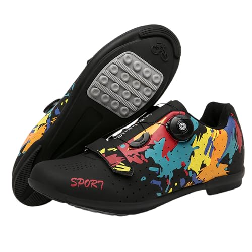 Surwin Sin Candado Zapatilla de Ciclismo Hombre Mujere, Zapatillas Ciclismo Suela de Goma, Antideslizante Deportivas Hombre Zapatos, Bicicleta de Montaña Zapatos Ciclismo Carretera (Negro,36)