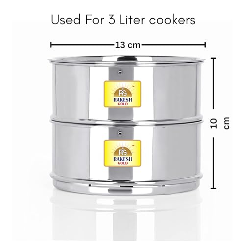 Image of Rakesh Gold Stainless Steel Stackable Separator Bowls (Outer Lid Cooker, 3L cooker's Containers)