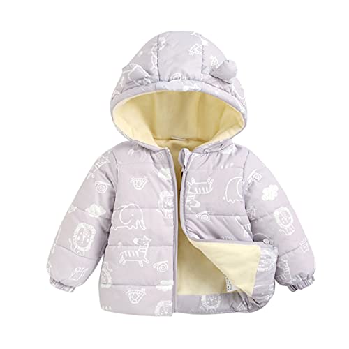Kids Girls Cute Pattern Winter Puffer Coat Bear Hooded Thicked Warm Snowsuit Sherpa Lined Outerwear Zipper Down Jacket