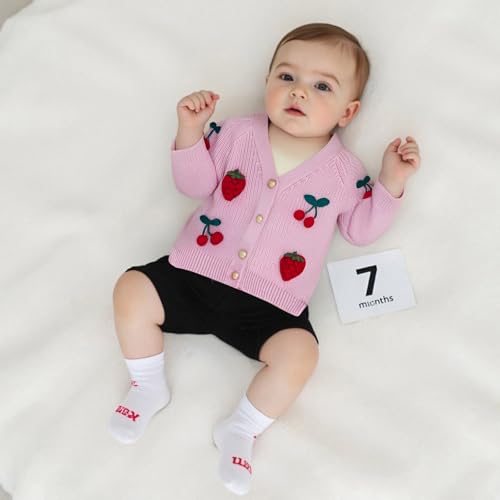 Toddler Girl Cherry Sweater Cardigan V-Neck Button Down Long Sleeve Knit Blouse Little Girls Fall Spring Clothes2
