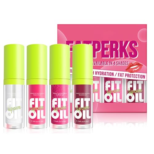 FYEBOO Hydrating Lip Oil, Big Brush Head Lip Glaze Shiny Transparent Lip Glow Oil, Nourishing & Non-sticky Long Lasting Fresh Clear Smooth Lip Care Plumping Lip Oil (Set A)