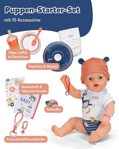 BABY Born Emma im Dschungel-Style - 43 cm große Babypuppe - 10 Funktionen inkl. Accessoires & Strampler in Unisex Farben - Funktioniert ohne Batterien - Geeignet für Kinder ab 3 Jahren – Bild 3