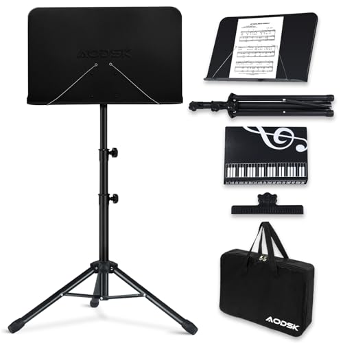 AODSK 5 in 1 Dual-Use Folding Sheet Music Stand & Desktop Book Stand, Adjustable Height Portable...