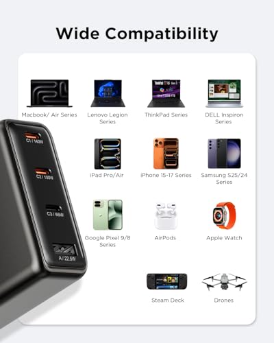 wegear 140W USB-C Charger for Laptop, Slim 4-Port PD 3.1 GaN Block-Black - image 7