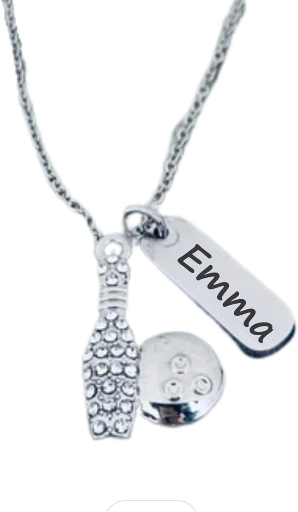 Personalized Bowling Necklace with Engraved Charm, Custom Bowler Jewelry - Bowling Ball and Pin Necklace For Women, Teens & Girls - Image 4