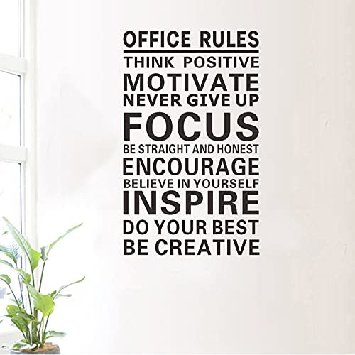 Office Wallpaper, Office Rules Wall Decal, Vinyl Wall Stickers, Removable Decor Art DIY Inspirational Quotes Sticker Mural for Bedroom Home Decoration Wallpaper