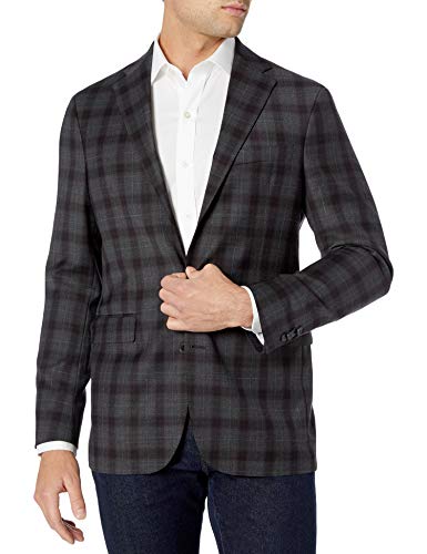 Cole Haan Men's Slim Fit Blazer, Gray Plaid, 46R