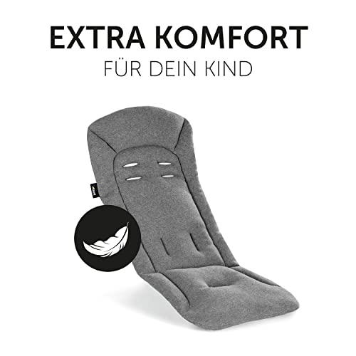 hauck Universal Sitzauflage für Buggys Kinderwagen & Fahrradanhängern aus Atmungsaktiver, Weicher Baumwolle, Einfache Befestigung, für Sommer & Winter (Pushchair Seat Liner, Charcoal)