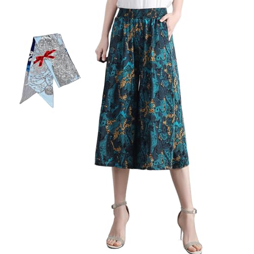 Generic Tyracharm Culottes, Curvyflair-High Waist Wide Leg Culottes, Women's High Elastic Waist Pleated Wide Leg Culottes