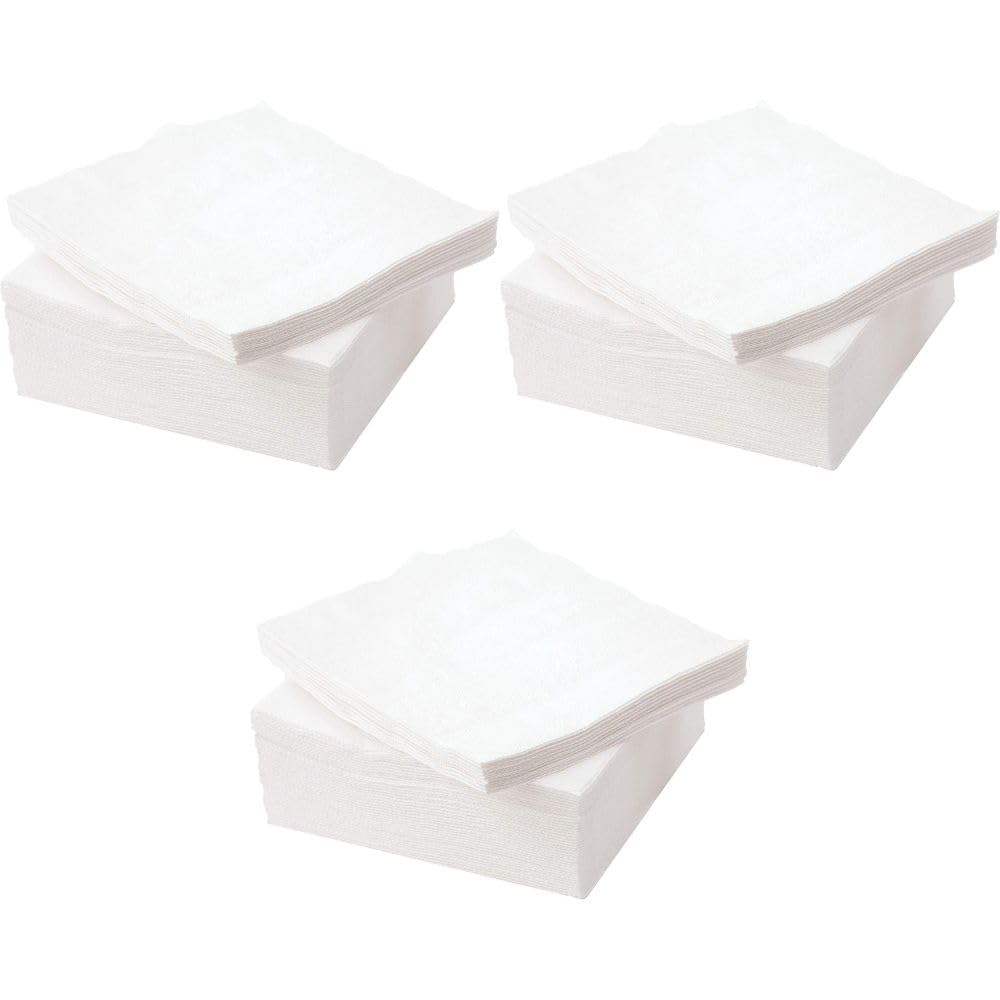 (Pack of 300) Tissue Paper - Soft Serviettes Napkins | 1Ply Square Tissue, White Cocktail Napkins | Kitchen Towels 29 x 29 cm Disposable White Papers, Ideal for Weddings Home Office Catering Cafe