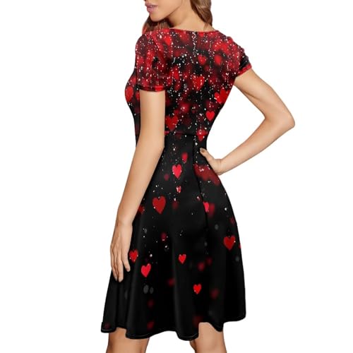 Image of AFPANQZ Womens Casual Summer Lightweight Vintage Dress Short Sleeve Midi Dress Knee-Long Luxury Formal Dress