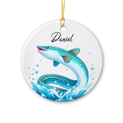 Lamprea Decoración De Árbol De Navidad Cerámica Decoración De Árbol De Adorno con Cuerda Colgante Adorno De Navideño