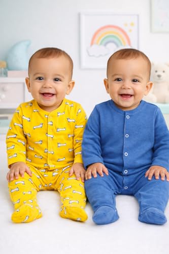 Image of TuddyBuddy 100% Cotton Multi Color Zipper Romper Sleepsuit /Romper /Jumpsuit for Baby Boy & Baby Girl