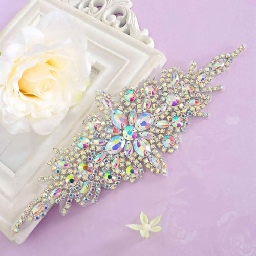 Pardecor Crystal Belt Wedding Rhinestone Applique Glitter Dress Belts Beaded Bridal Sash Wedding Belt Bridal Belt…3