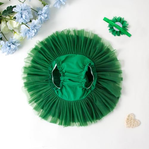 Image of 6M-3T Infant Baby Girl Tutu Skirt Toddler Girls Solid Color Tulle Skirts Birthday Outfits with Headband