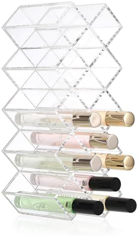 ELLDOO Rollerball Perfume Organizer, 14 Spaces Clear Acrylic Perf...