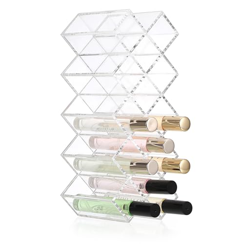 ELLDOO Rollerball Perfume Organizer, 14 Spaces Clear Acrylic Perf...