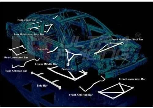 Tower Brace/Front Strut Bar 2 Point For Fo rd Mon deo MK4 2.0T '10-'14 Se dan/Face lift 2WD