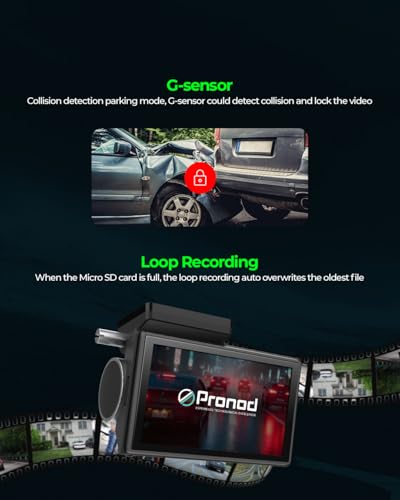 Image of PRONOD 4K+2.5K Dash Cam for Car Front and Rear | Dashcam for Car with Mic, 3 inch Touch Screen, ADAS, GPS Tracking, Night Vision, WiFi App Control, 24H Parking Mode, Supports 512GB | Free Hardwire Kit