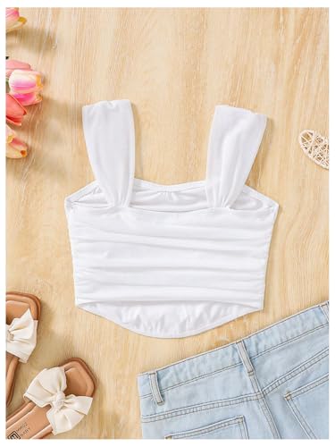 SOLY HUX Girl's Summer Ruched Sleeveless Crop Tops Sweetheart Neck Cute Tank Shirts4