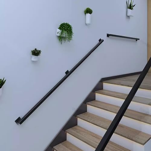Barres de maintien réglables et rampe d'escalier noire sur mesure
