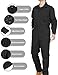 Ubon Long Sleeve Coveralls for Men, Zip Front Cotton Twill Work Coverall, Action Back Jumpsuit with Pockets, Black, Large