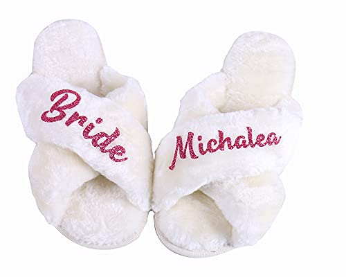 Personalized Bridesmaid Proposal Custom Fluffy Slippers - Fluffy Slippers - Custom Name Wedding Gifts - Gifts for Bridesmaids - Gifts to her3