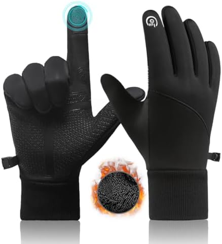 CRAZY SHARK Winter Warm Gloves, Windproof Water-Resistant Thermal Anti-Slip Touch Screen Cycling Gloves for Men Women Hiking Climbing Riding Bike Outdoor Sports