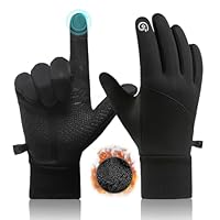 Winter Warm Gloves, Anti Slip Touchscreen Thermal Gloves for Men & Women, Waterproof Windproof Cycling Gloves, Black Running Gloves for Hiking Climbing Driving Riding