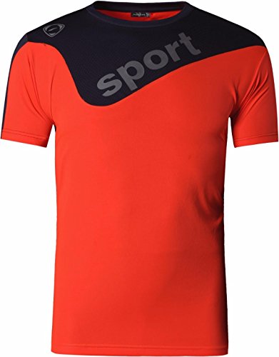 jeansian Homme Tee Shirts Tshirts T-Shirts Sport à Manches Courtes Dry Fit Gym Fitness Workout Running Short Sleeve Men LSL188 Orange M Cover