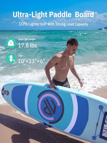 Image of Niphean 10' Inflatable Paddle Board, Ultra-Light SUP for Beginners | Versatile Yoga Paddle Board with Durable SUP Accessories, 400lbs Capacity, Stand Up Paddle Boards for Adults & Youth