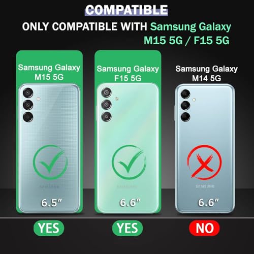 Image of PC Back Cover Case Compatible for Samsung Galaxy M15 /F15 5G with Slide Camera Shield Cover & Rotated Ring Stand|Military Grade Mobile Phone Cover Case for Galaxy M15 /F15 5G(Black)