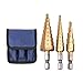 Foret de l'étape du travail du bois 3pcs Brocas Prar HSS métrique 1/4 Hex Shank titane Etape Coated Mèche outil de coupe en métal Laque Aiguisoir Jeu de forets Cone