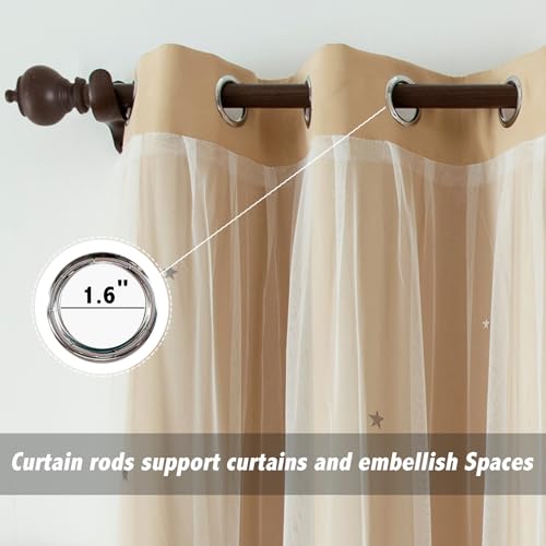 Image of indistar Star Cutout Kids Window Blackout Curtains for Girl Bedroom Window Room Darkening Curtains & Drapes Baby Nursery Curtains (2 Panel, 52W x 95L inch,Beige)