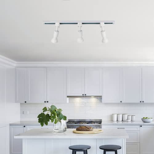 Mirrea H Type Track Lighting Head To E26 Medium Screw Base Adapter Light Direction Adjustable Pack Of 3 (White) #TOP5